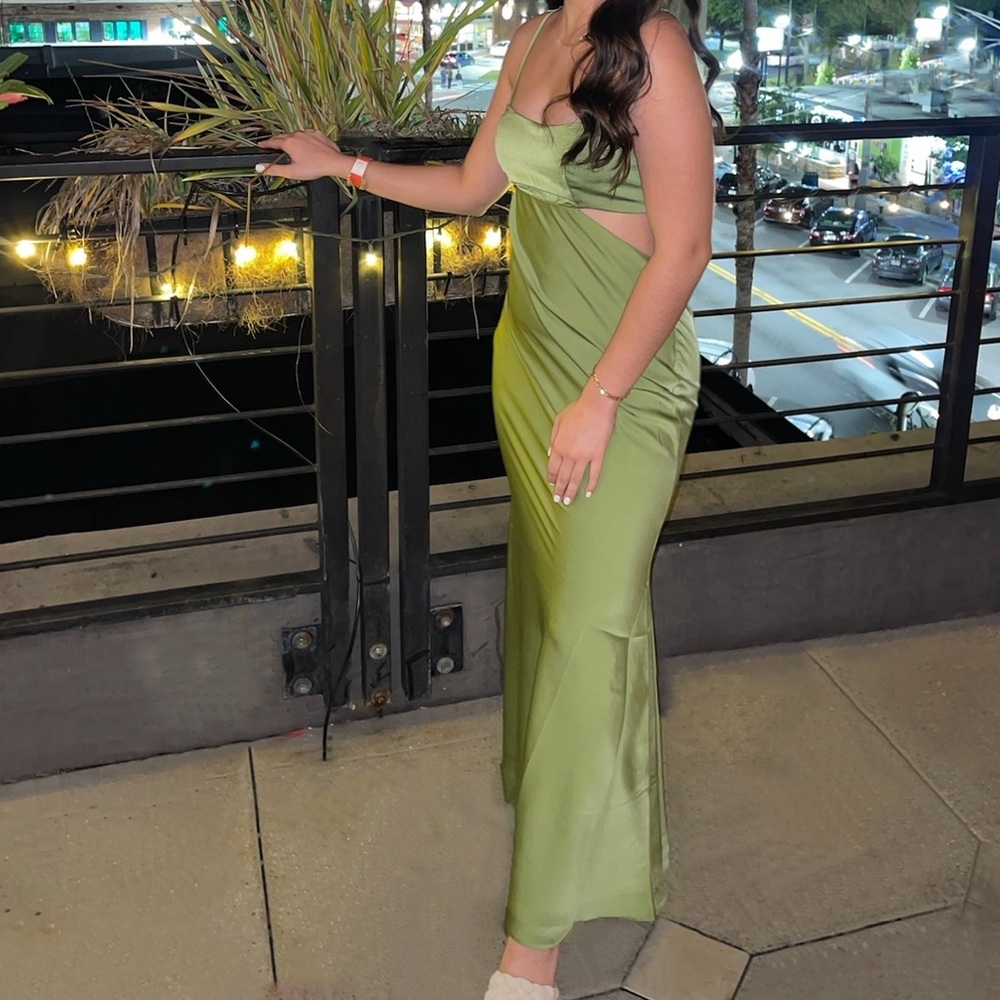ASOS Cutout Lime Green Formal Dress - Picture 2 of 4